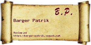 Barger Patrik névjegykártya